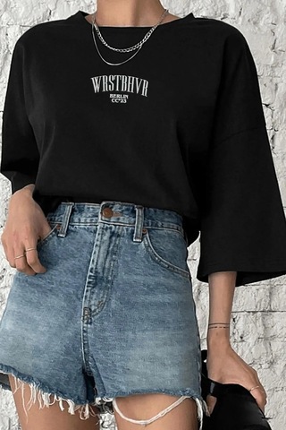 Unisex Dont Baskılı T-shirt Siyah