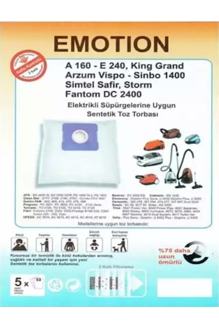 Fakir Emotion Sentetik Süpürge Toz Torbası