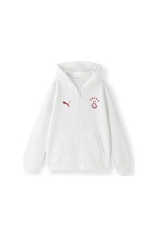 Gsstore Galatasaray Puma Çocuk Fermuarlı Kapüşonlu Sweatshirt 78291527 Beyaz