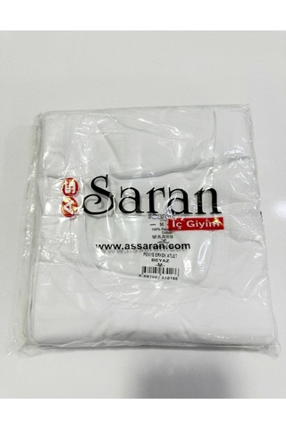 Saran Erkek Klasik %100 Pamuk Askılı Atlet 5001 - 6 Adet Beyaz