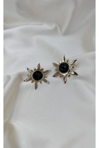 Bb İthal Siyah Güneş Küpe Altın - Siyah