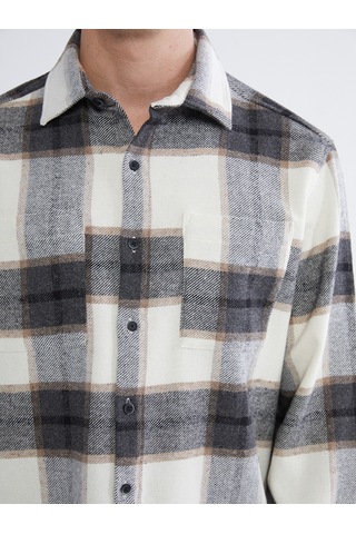 Lcwaıkıkı Classic Bej Loose Fit Ekose Erkek Gömlek