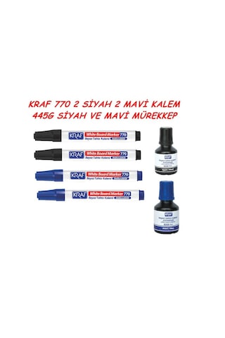 Kraf 770 Tahta Kalemi 2 Siyah. 2 Mavi + 1 Siyah + 1 Mavi Kraf 445