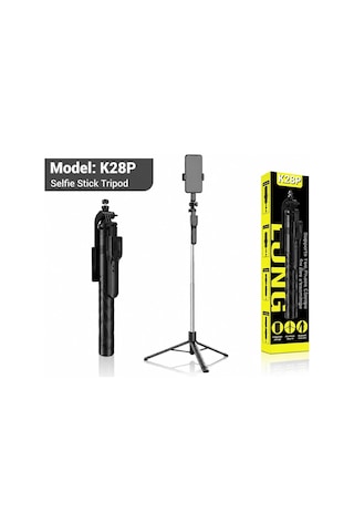 Bluetooth Selfie Çubuğu Ve Tripod, 360 Dönebilen Telefon Tutucu, Uzaktan Kumandalı, Maksimum 175cm, Katlanabilir Vlog Canlı Yayın Fotoğraf Video Çekim Standı K28p Çok Renkli