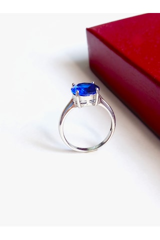 Gümüş Tanzanit Taşlı Yuvarlak Tasarım Kadın Yüzük