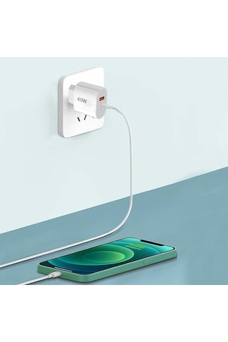 Tonex 40w Usb-a + Type-c Pd Çıkışlı Type-c To Lightning Kablolu Şarj Aleti Beyaz