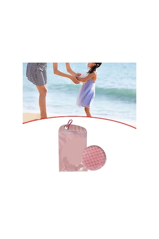 Dolıty Kum Temizleme Torbası Fırçası Cilt Dostu Plaj Pembe Pembe