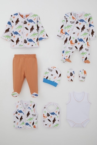 Breeze Erkek Bebek Hastane Çıkışı 8 Li Dinozor Krallığı 0-3 Ay, Beyaz Beyaz