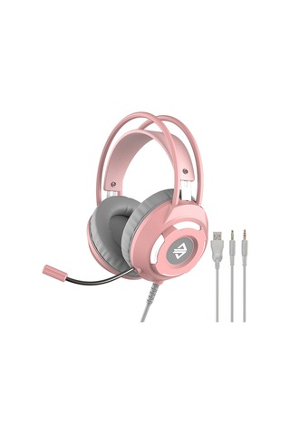 Youtek Ajazz Ax120 Kulaküstü Kulaklık, Oyun Ve Müzik İçin Işıklı, Mikrofonlu, 3.5mm+usb Girişi, Pembe