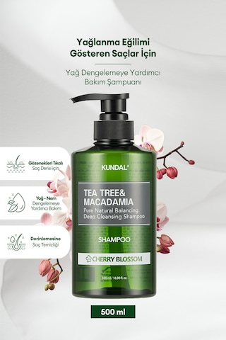 Kundal Cherryblossom Tea Tree & Macadamia Deep Cleansing Shampoo 500 ML