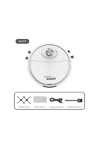 Reedark 3 Ü 1 Arada Süpürme, Emme Ve Silme Robotu, Akıllı Temizlik Makinesi, Usb Şarjlı Ev Aleti Beyaz