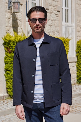 İmza Berberi Yaka Çizgili Desen Gofreli Slim Fit Casual Mont 1007260153 Lacivert