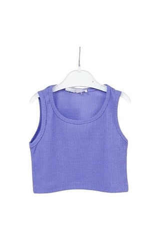Kız Çocuk Fitilli Crop Atlet 001 Mor