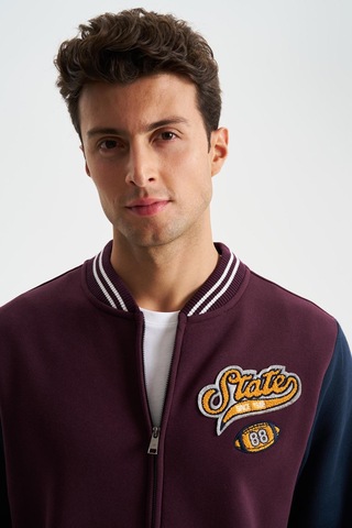 AR-MA Arma Erkek Pamuklu Regular Fit Dik Yaka Baskılı Cepli Kolej Mont Sweatshirt 001