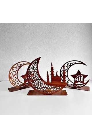 3&apos Lü Dekor Tealight Mumluk Ceviz Ramazan Ayına Özel 000 Açık Krem