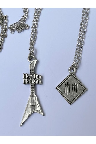 Paytak Moda Marilyn Manson Bff 2li Rock Metal Grup Zincir Kolye Pytkznkly0153