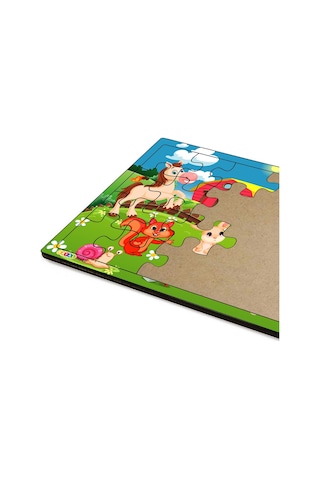 Sevimli Dostlar  3-9 Yaş Çocuklar Için 24 Parçalı Ahşap Puzzle Ya