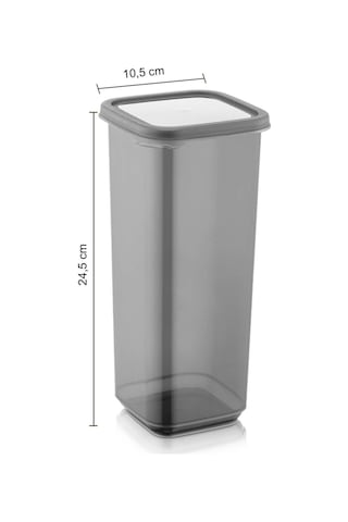 Meleni Home 12'li Set Jumbo Boy Sızdırmaz Kapaklı Kare Erzak Saklama Kabı Antrasit 12 X 1.70 Lt Etiketli