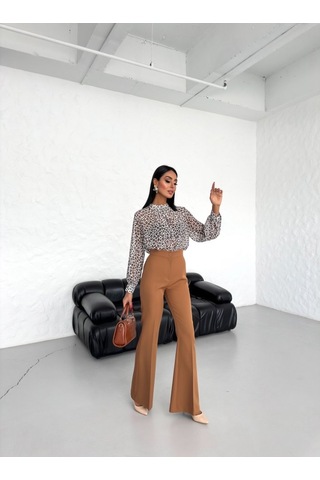 Modasize I Spanyol Paça Pantolon Kahve