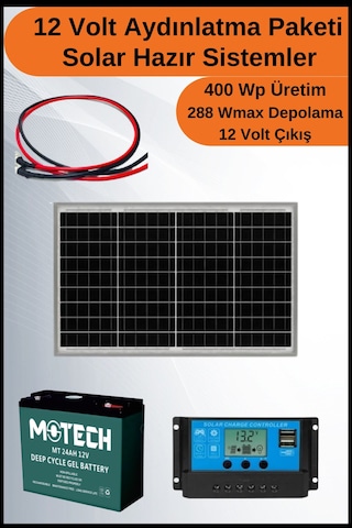 N&D Lighting Aydınlatma Trenta Mono Solar Paket 12 Volt-400wp