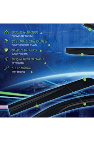 R. Dacia Sandero Stepway 2009 2010 2011 2012 2013 2014 2015 2016 2017 2018 2019 İle Uyumlu Sport Style Cam Rüzgarlığı 4 Parça Sunplex 1 Adet