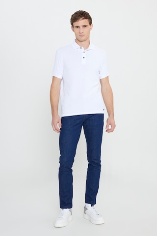 AC&Co / Altınyıldız Classics Erkek Beyaz Slim Fit Dar Kesim Polo Yaka Jakarlı Tişört Beyaz