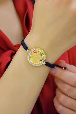 Kelebek Çerçeveli  Tuğralı Bileklik Sarı Altın