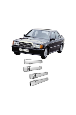 Mercedes W201 E-190 Krom Kapı Kolu Takımı Çift Delik 1983-1993 4 Parça Mrcds201kk000001