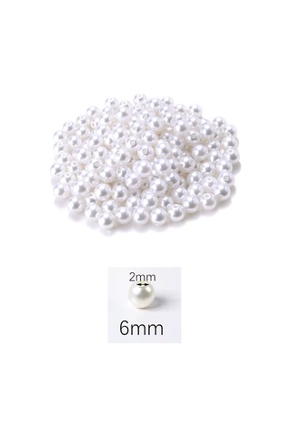 1.000 Gram 1 Kg. 6mm Beyaz Renk Plastik İnci Boncuk Çanta Ve Takı Yapım Boncuğu 7.500 Adet