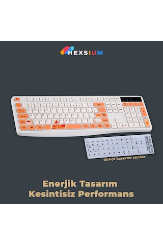 Kablosuz Klavye Mouse Seti Kedi Temalı Sessiz Turuncu Beyaz Retro Tablet Laptop Pc Uyumlu Optik