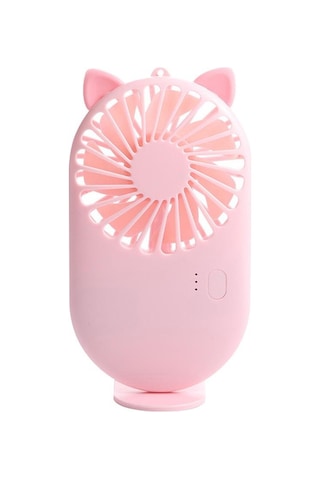 Pembe Fonken Mini Usb Fan Sevimli Taşınabilir El Fan Hız Ayarlanabilir Hava Soğutucu Açık Seyahat Şarj Edilebilir Fan
