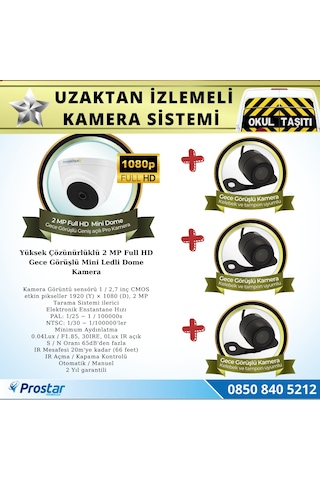 Okul Servis Kamera Sistemi Seti Uzaktan Izlemeli 4 Kameralı 7 İnç Hdmi Monitör 320 Gb Harddisk Dahil