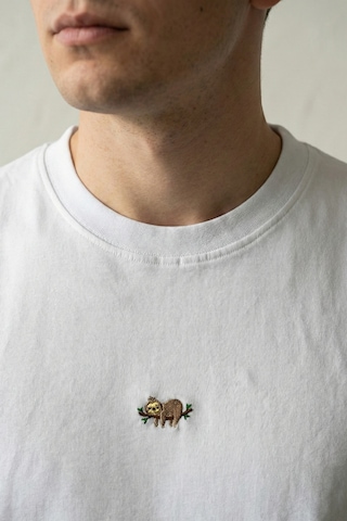 Elemge Pamuk Compact Penye Süprem Beyaz Koala Nakışlı Trend Fit Erkek Tok Kumaş T-shirt Rahat Kesim 2XL