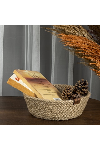 Naturalove Dekoratif Jüt Sepet - Yuvarlak