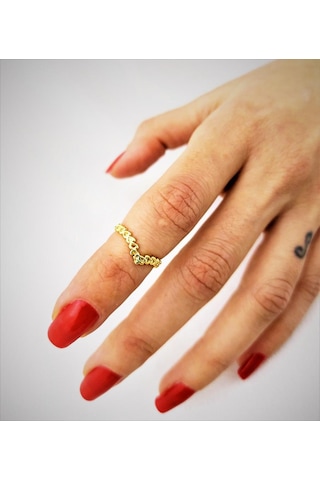 GOLD KAPLAMA KARARMAZ TAÇ FİGÜR ALTTAN AYARLI EKLEM YÜZÜK-YÜZÜK14 Altın