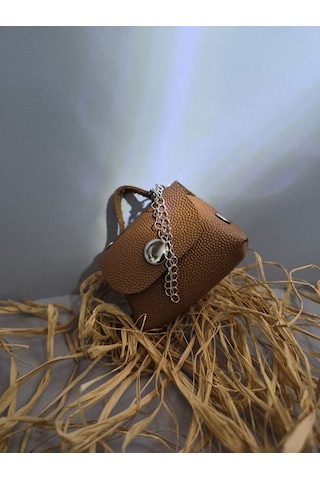 Gogo Charm Çanta Aksesuarı Mini Çanta Hakiki Deri Açık Kahve