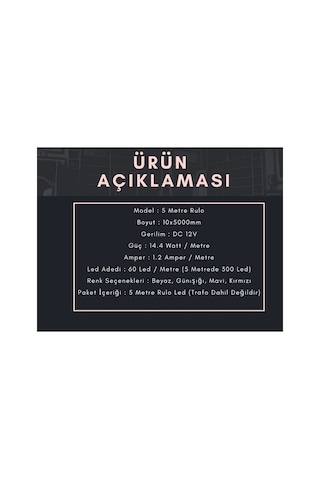 3 Çipli Iç Mekan Şerit Led Beyaz 5 Metre White