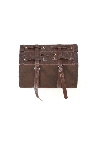 Suofeng 1/10 Ölçekli Deri Ve Ahşap Seyahat Bavulu Aksesuarı - 5.7x3.1x3.1cm