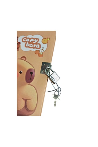 Capybara Hatıra Defteri Günlük Kilitli Defter 80 Yaprak - Miskin Kahverengi