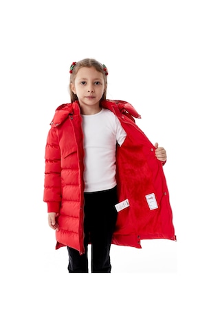 Benitto Kids Kız Çocuk Kapüşonlu Kışlık Şişme Mont 51356 Kırmızı