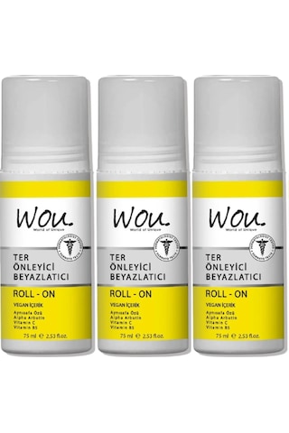 Wou World Of Unique Roll-on Unisex75ml Terönleyci Beyazlatıcı 3lü