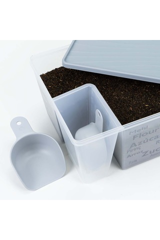 Kapaklı Ölçülü Un Ve Şeker Kabı Şeffaf, Kırılmaz Ve Çizilmez Gri