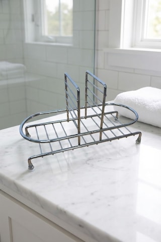 Makri Home Siyah Sıvı Sabunluk Standı Tezgah Üstü Banyo Mutfak Düzenleyici, Gümüş Oval Organizer Gümüş