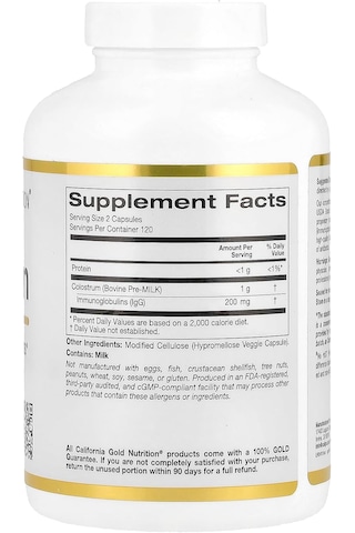 California Gold Nutrition Colostrum Bovine Pre-milk Immune