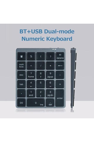 28 Tuşlu Kablosuz Sayısal Klavye Finansal Muhasebe Ofis Klavyesi Bt+usb Çift Modlu Bağlantı Dahili Lityum Pil