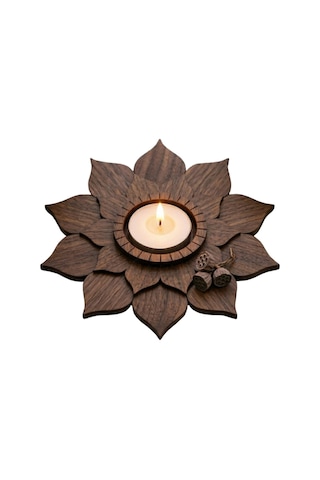 3 Katlı Ahşap Lotus Mumluk