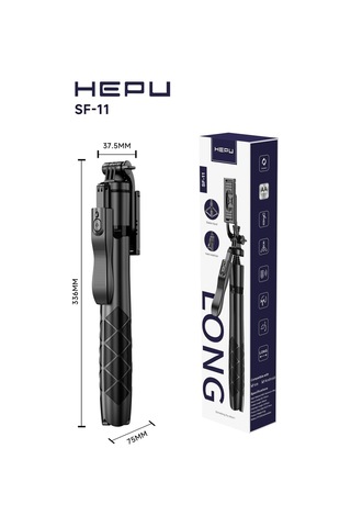 Hepu Sf-11 Bluetooth Kumandalı Uzatılabilir Selfie Stick Tripod Kablosuz Çekim Destekli, Katlanabilir Ve Taşınabilir Tasarım