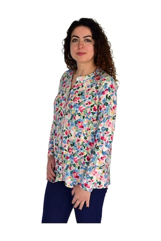 Kadın Çiçek Baskılı Düğmeli Viscon Bluz Bgl-st04275 Pembe