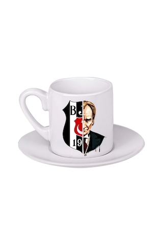 Beşiktaş Atatürk Türk Kahvesi Fincanı Beyaz