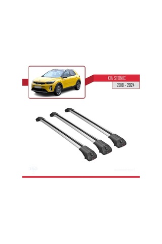 Kia Stonic 2018 Ve Sonrası İle Uyumlu Ace-1 Ara Atkı Tavan Barı Gri 3 Adet Bar